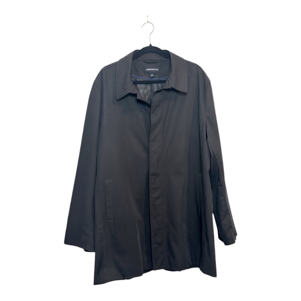London Fog Single Breasted Black 3/4 Trench Coat Jacket Men’s Size  44T